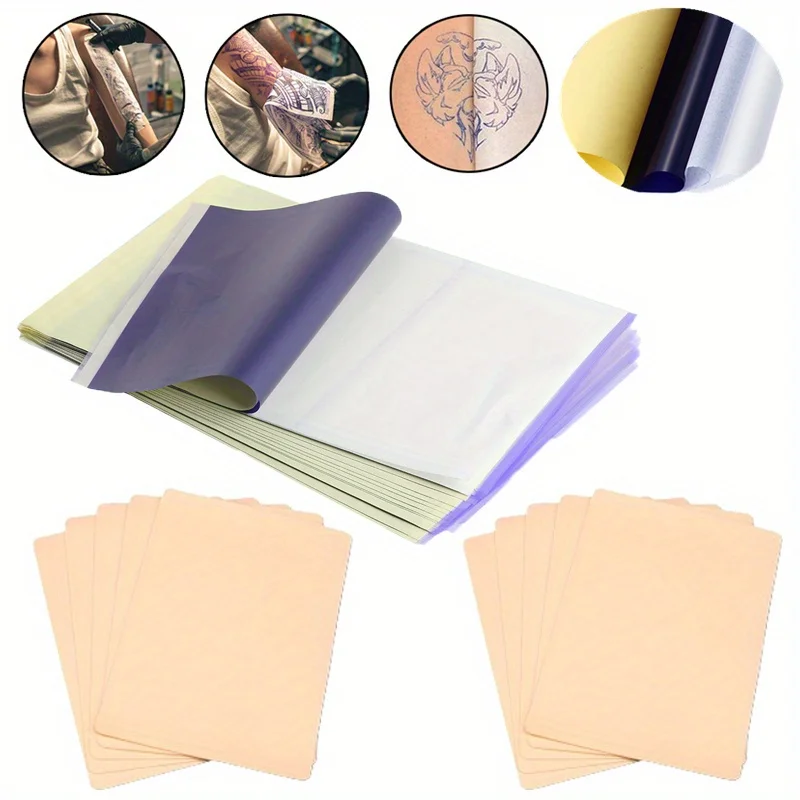 DQFART 60pcs Tattoo Kit 50Pcs Tattoo Transfer Paper and 10Pcs 1mm Tattoo Practice Skins