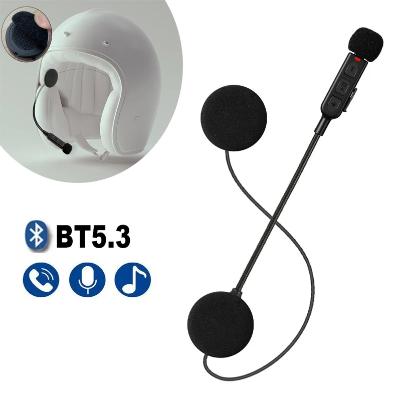

Мотоциклетная Bluetooth-гарнитура 5.3, стереогарнитура для мотоциклетного шлема, универсальная беспроводная гарнитура для шлема, функция громкой связи, абсолютно новая.