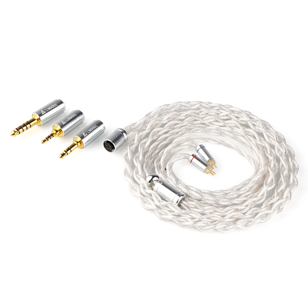 Linsoul XC01 4-ستراند واحد النحاس الفضة مطلي Litz HiFi الصوت كابل مع Swappable 2.5 مللي متر/3.5 مللي متر/4.4 مللي متر موصلات