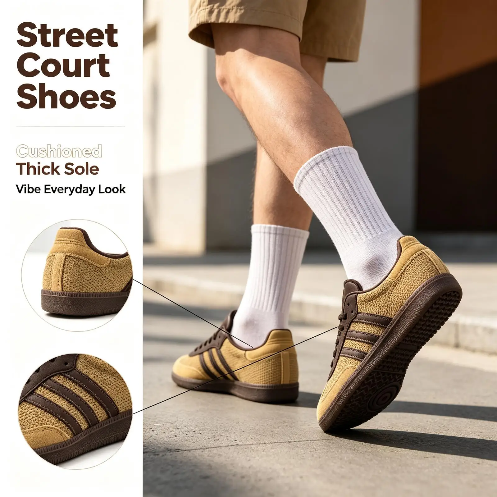 Adidas Retro Court Sneakers for Men Classic Color Block Thick Sole Street Casual Shoes Low-Top Lightweight Wear-Resistant Shoes
