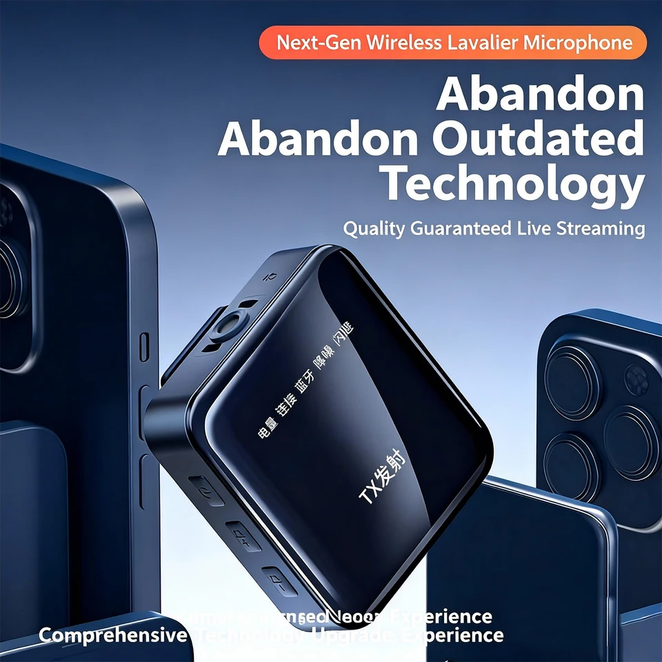 Micrófono de solapa inalámbrico, grabación de audio y video portátil, mini micrófono 2.4G para iPhone Android, transmisión en vivo, juegos, vlogs 4