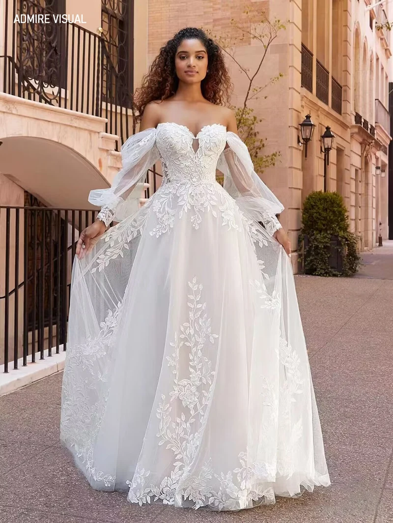 Robe De mariée ligne a en dentelle, encolure en cœur, avec manches détachables, sur mesure, grandes tailles, nouvelle collection