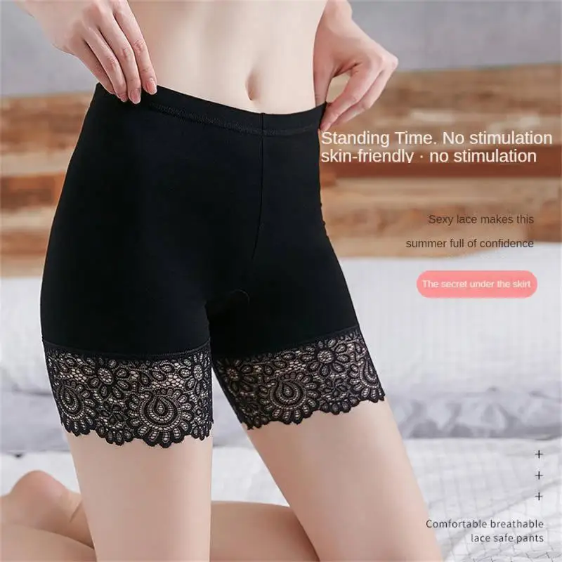 Women's Thin Insurance Pants Sportswear Products Modal Safety Pants Anti-light Summer Lace Large Size Three-point Leggings