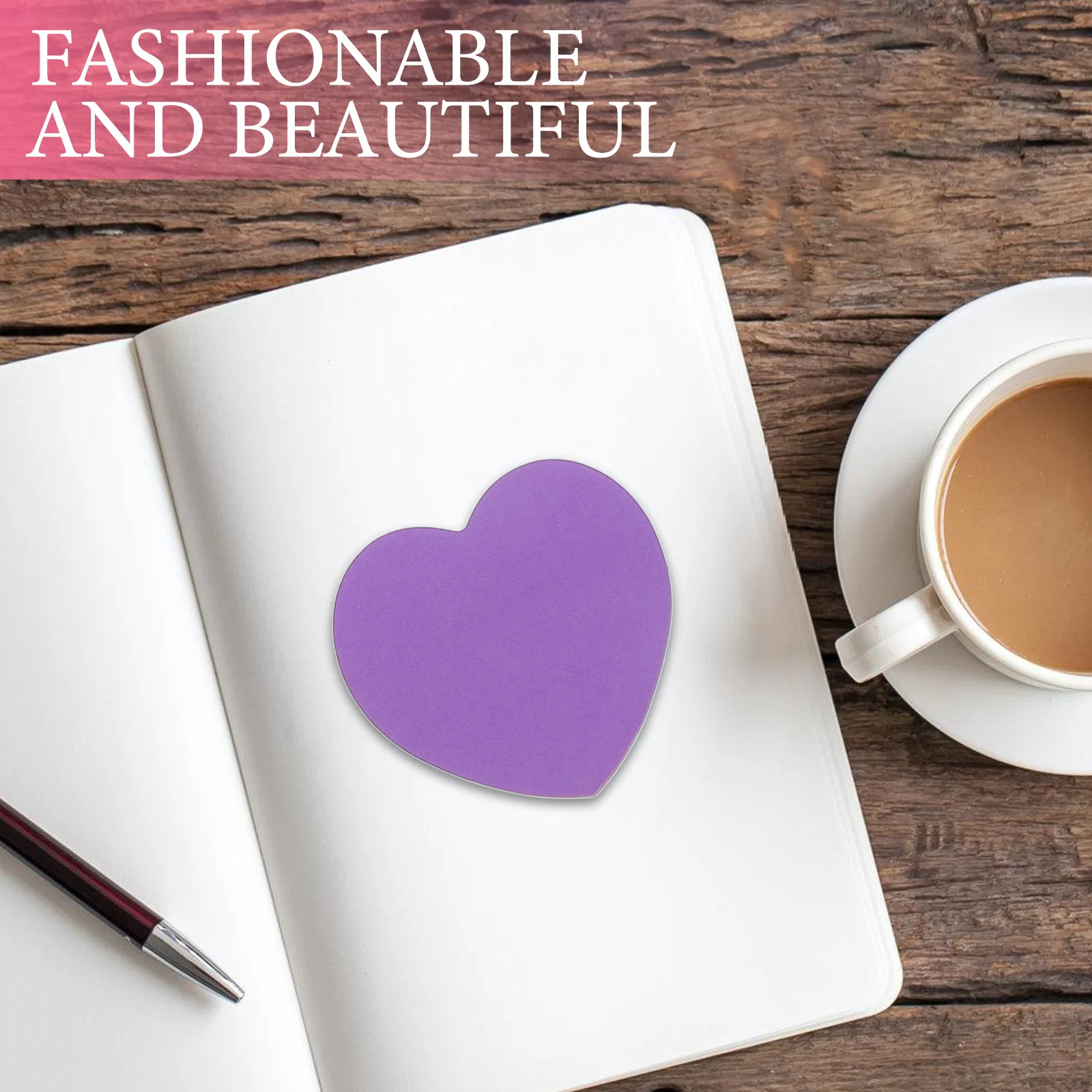 

Heart Memo Stickers Reusable Adhesive Note Pads for School Office Home Portable Compact Design Smooth Writing No Residue