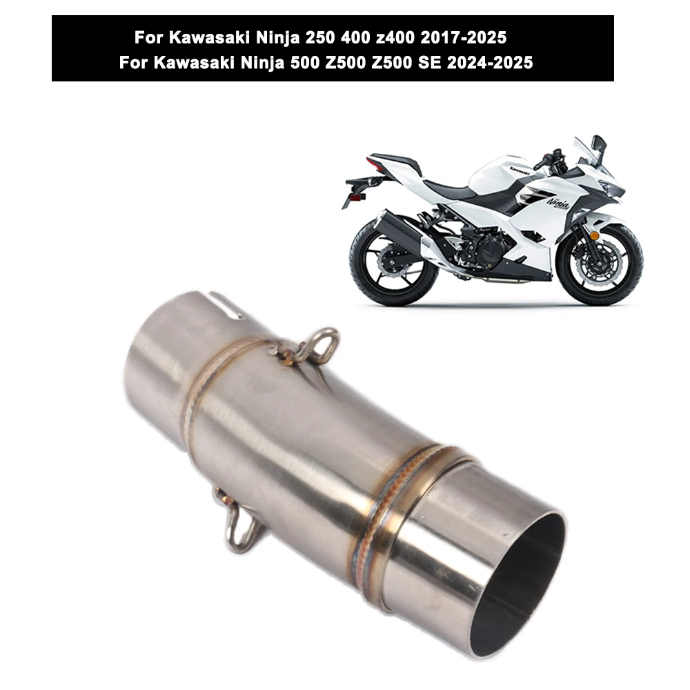 

Motorcycle Exhaust System Stainless Steel Muffler Midder Link Pipe With DB Killer For Kawasaki Ninja 250 400 z250 z400 2017-2025