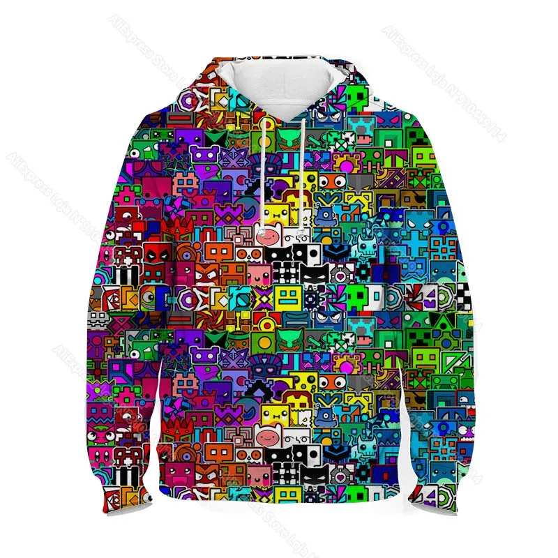 Kids Angry Geometry Dash 3D Print Hoodies Boys Girls Cartoon Anime Sweatshirts Tops Children Casual Pullovers Outwears Sudadera