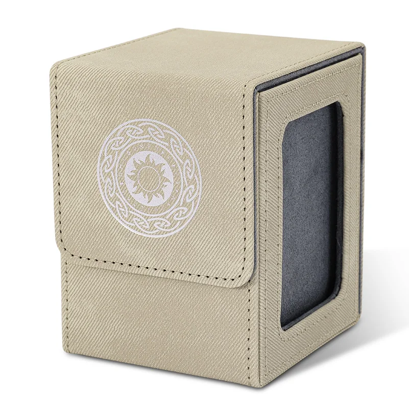 Card Deck Box for TCG with Display Window for 100+ Double Sleeved Cards, Magnetic Card Storage Box Fits for CCG Sports Trading