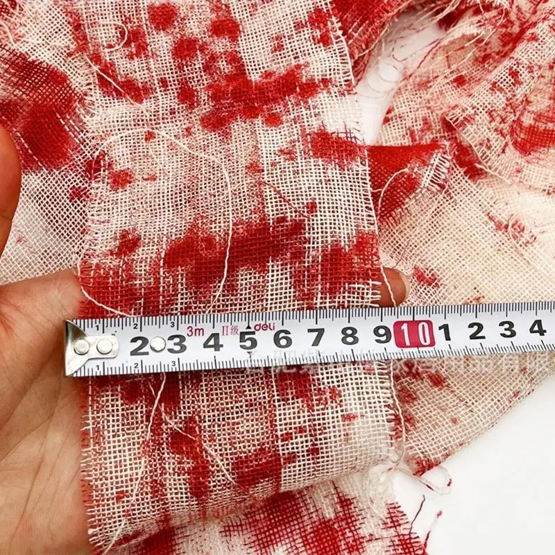 

652F 1/5Pcs Halloween Spooky Blood Cloth Scary Bloody Gauze Fabric Blood Strips for Halloween Theme Party Curtain Decors