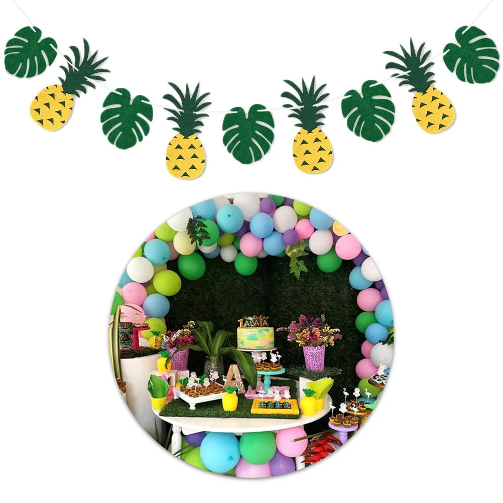 

About 2m Tropical Pineapple Leaves Garland Banner Hawaii Summer Party Decoration Beach Party Supplies Hawaii Banner