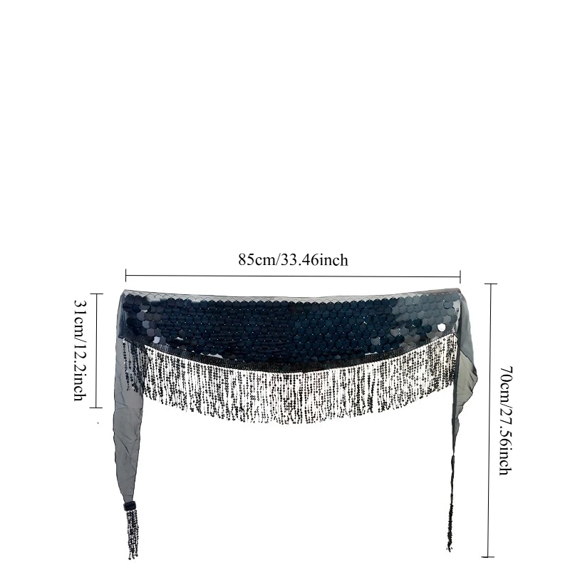 Comfortable Casual Belly Dance Waist Chain Sequined Fringed Hip Towel Belly Dance Costume Indian Dance Waist Dress