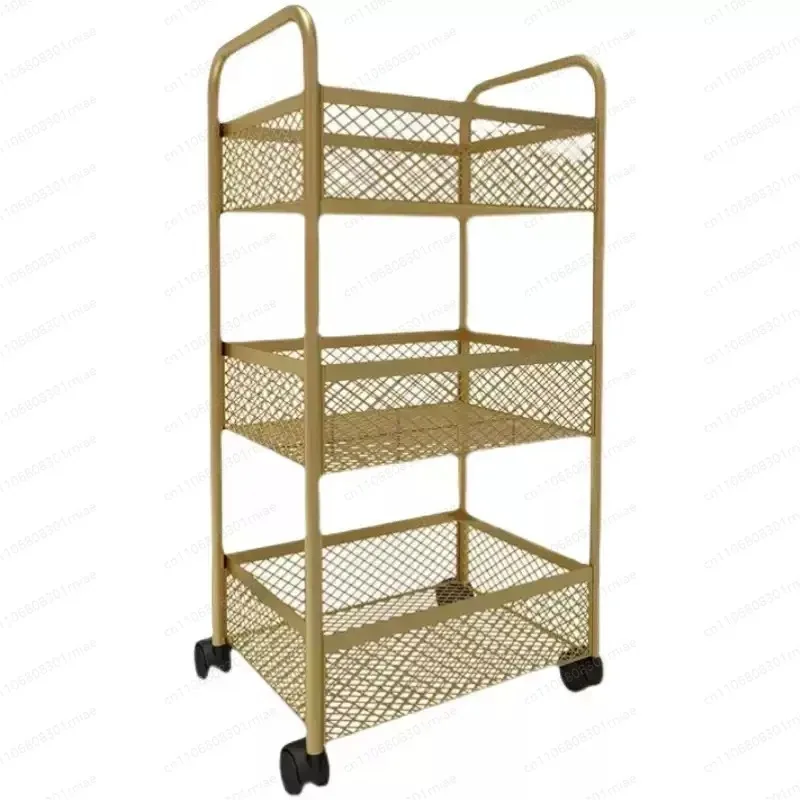 Beauty Salon Gold Auxiliary Cart Organizer With Wheels Nail Tattoo Special Multifunctional Storage Sleek Design Easy Efficiency
