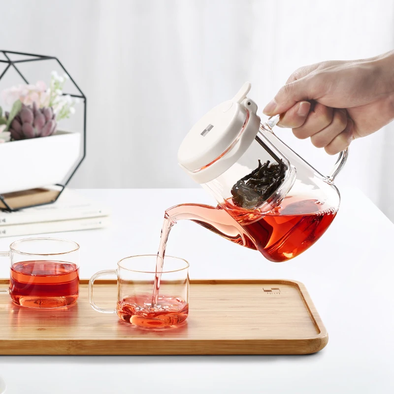 Heat-Resistant Glass Teapot 500/800ml with Built-in Tea Strainer – One-Touch Tea Separation!