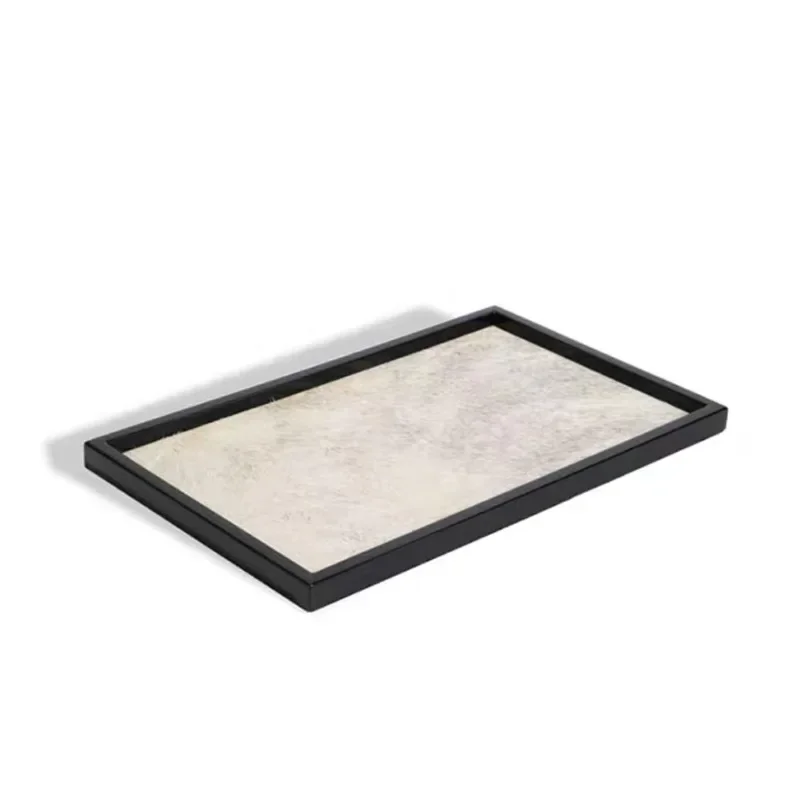 Vassoio quadrato in crine di cavallo di lusso leggero, modello di esposizione, casa B&B, soggiorno, sala da pranzo, camera da letto, accessori