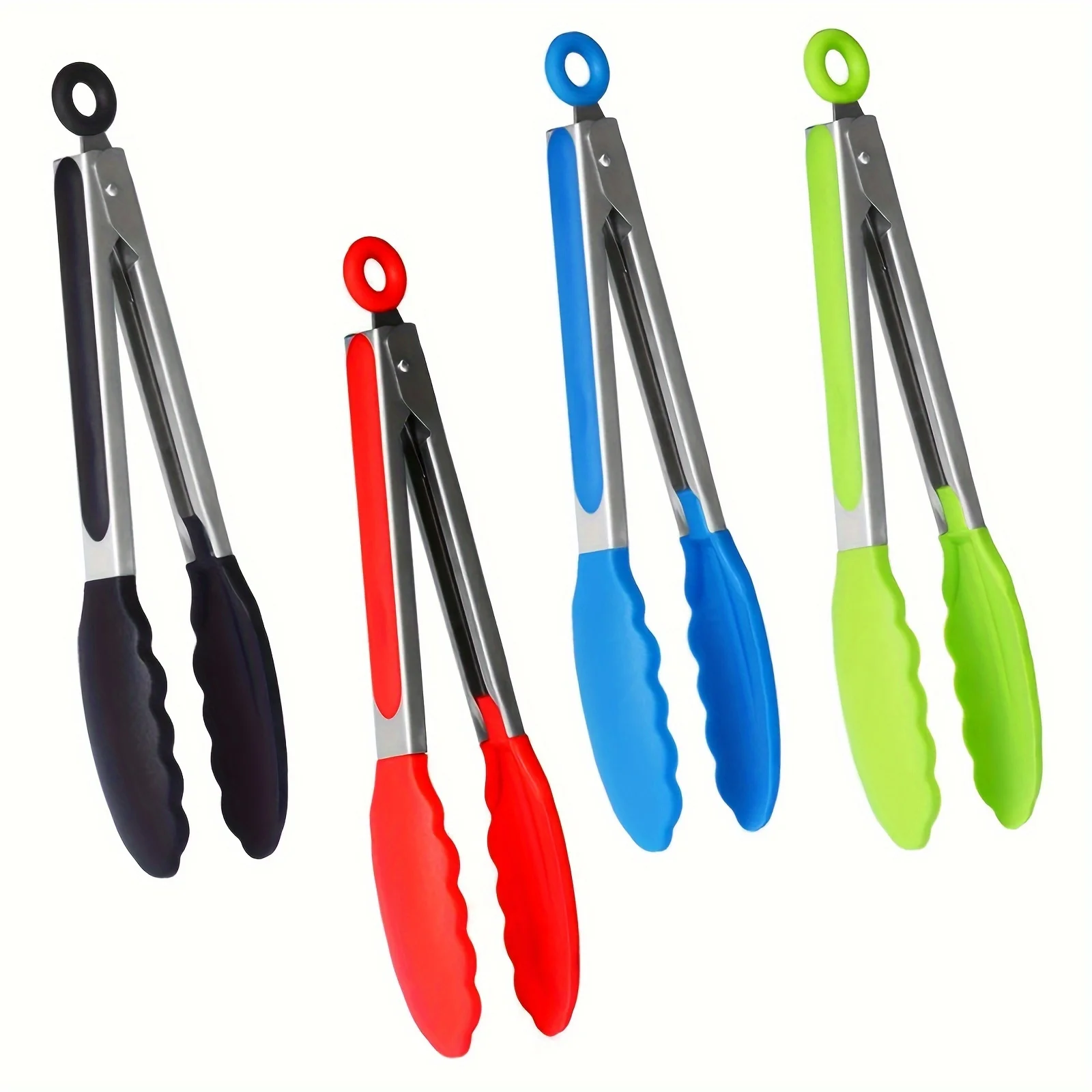 4pcs, Serving Tongs, Food Tongs, Barbecue Tongs, Stainless Steel Fruit Tongs, Bread Tongs, Steak Tongs, Salad Tongs, Dessert Ton