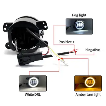 Auto LED 4palcové přední mlhové světlo do nárazníku pro Jeep Wrangler JK TJ Off-Road s bílým halo kroužkem DRL Angel Eyes 30W mlhová světla 8 nejlepší prodej univerzální mlhová světla do nárazníku auta - №4