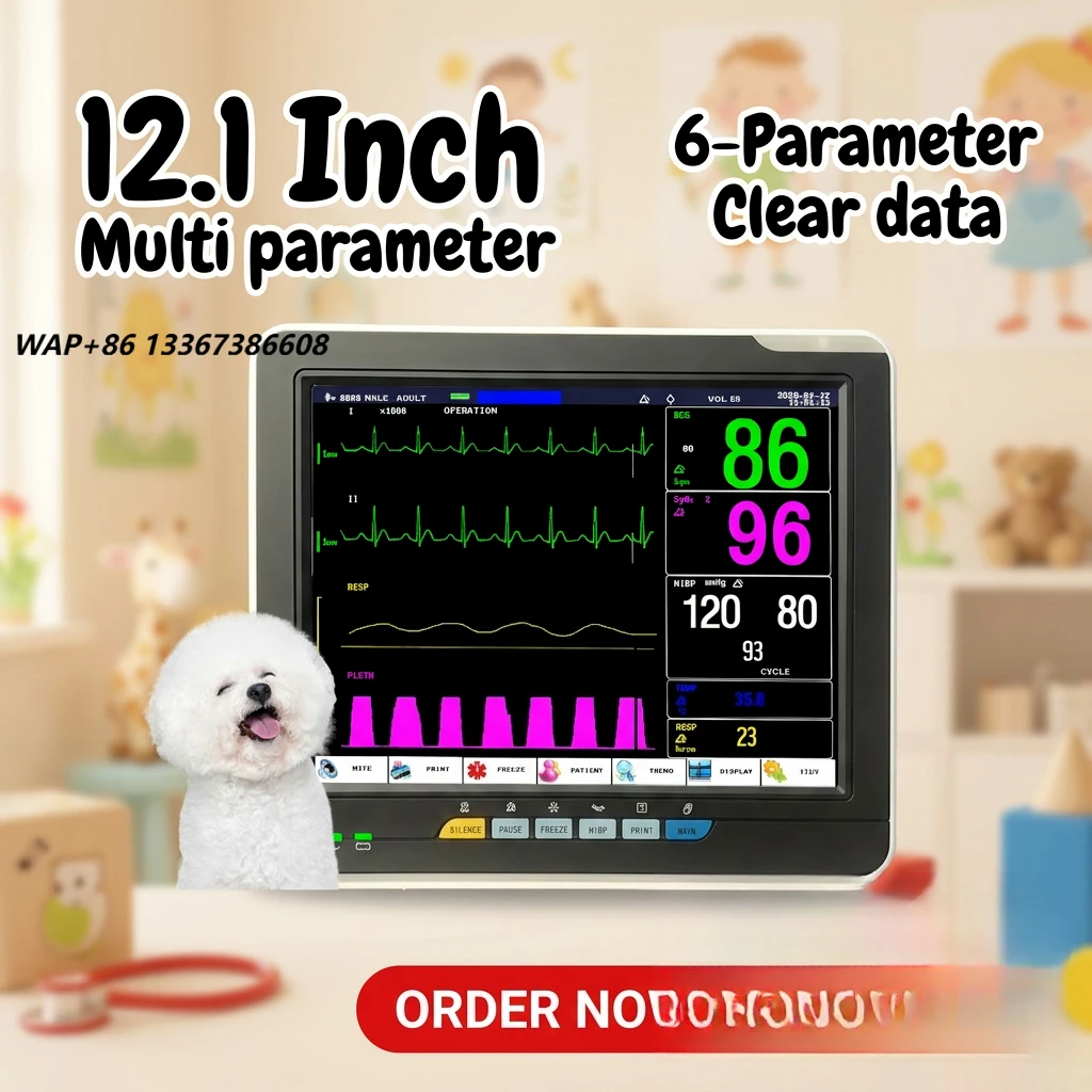 12.1-Inch veterinary patient multi-parameter monitoring ETCO2 touchscreen, built-in battery 3-year warranty
