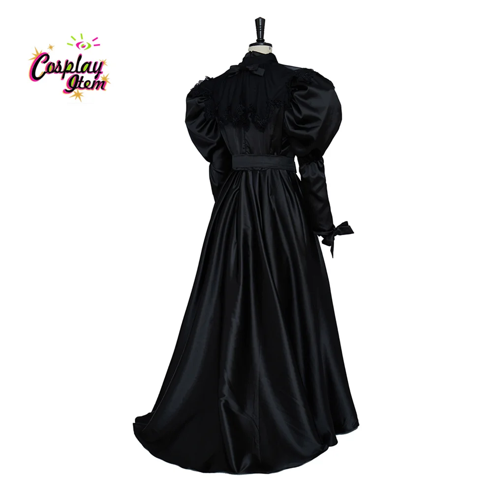 黒ビクトリア朝の喪ドレスルネサンス中世ドレスコスプレ女性ビクトリア朝の Vestido ローブ黒のガウンドレス