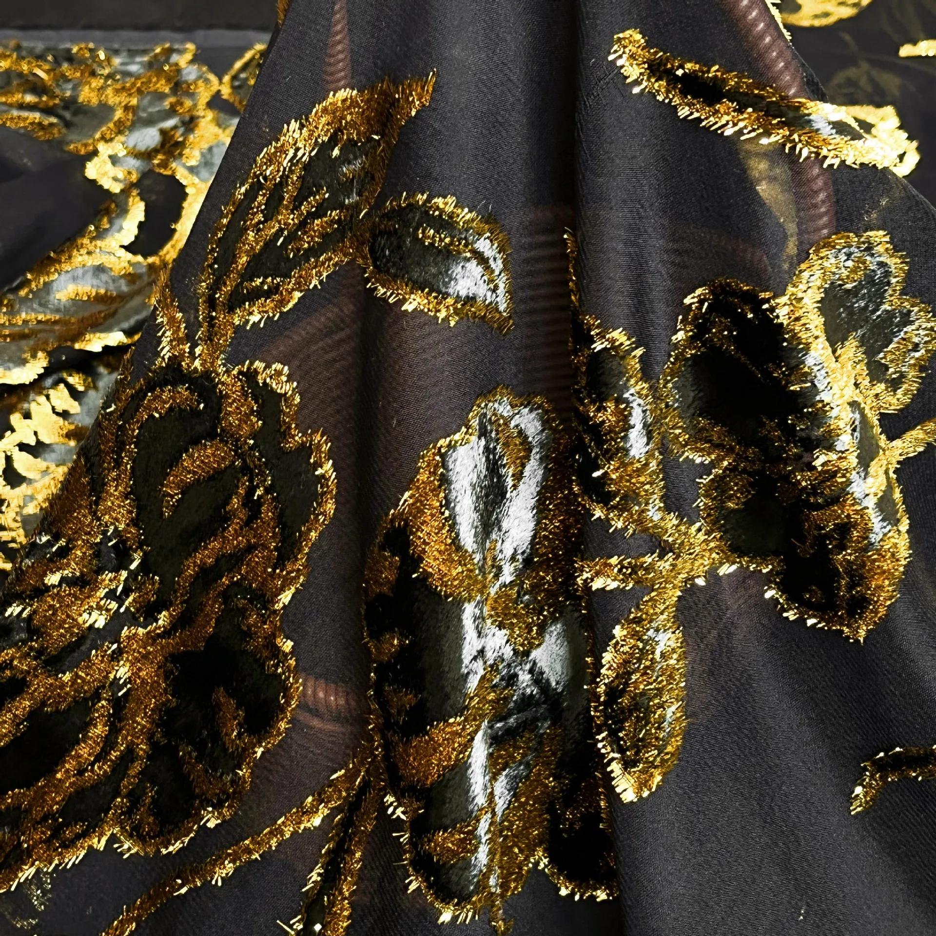 

8709 Pattern Woven Velvet Brocade Jacquard Brocade Sticky Velvet Fabric High-End Dress Cheongsam