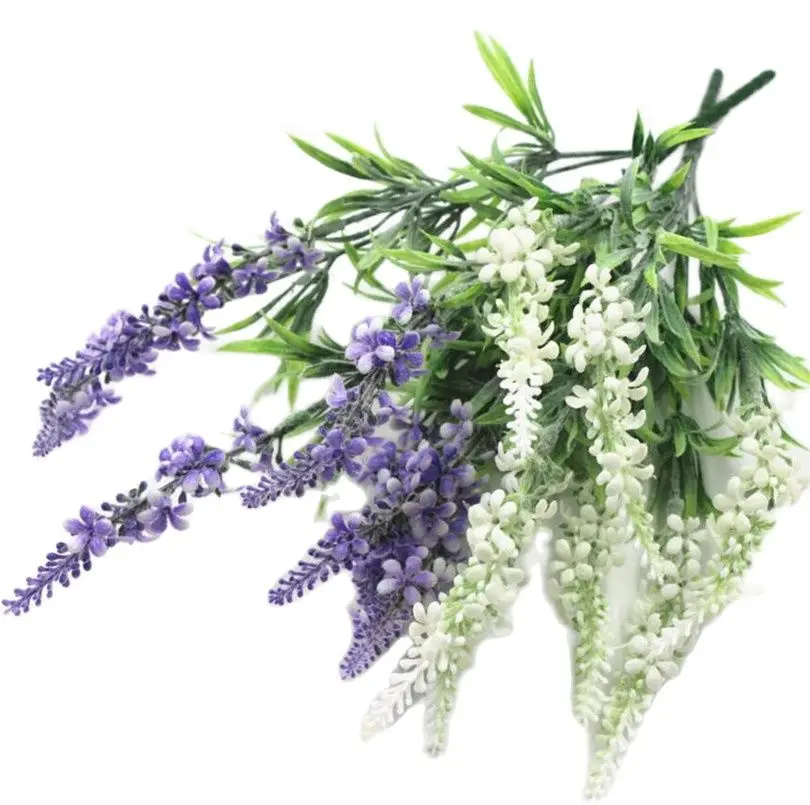 

10Pcs Fake Lavender Bunch (7 stems/piece) Simulation plastic Lavender for Wedding Home party Decorative Artificial Flowers