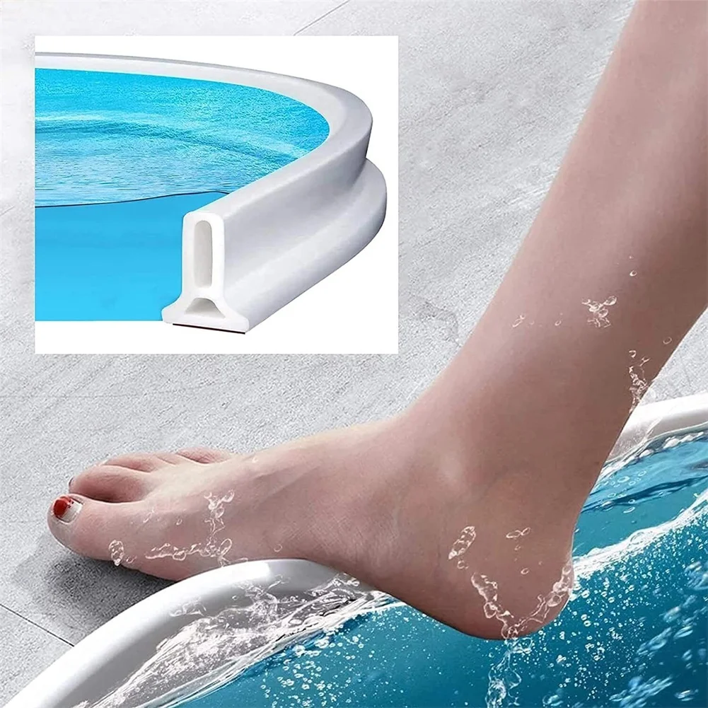 Shower Barrier Sealing Strips Protective 1M PVC Shower Dam Seal Strip Prevents Water Leakage and Ensures a Dry Bathroom