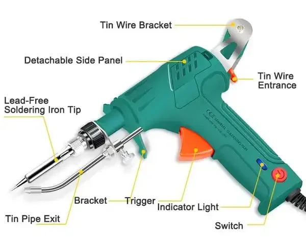 Pistolet à souder automatique multifonction, soudure au fer, 110V, 220V, 60W, chauffage interne à main, 18 pistolets, outil de réparation de soudage