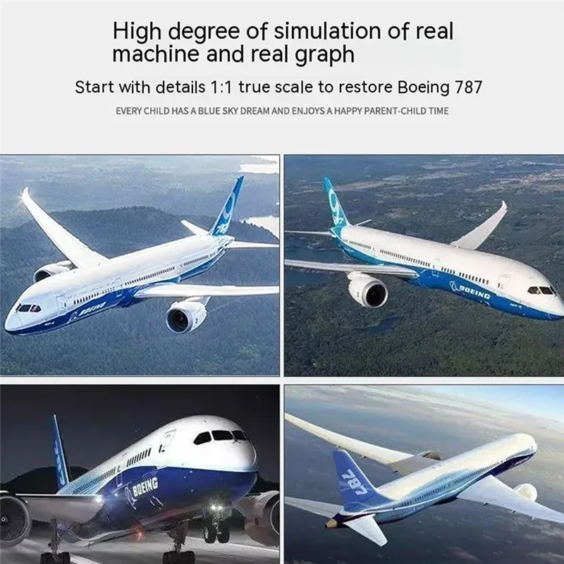 M05K Boeing 787 Glider Model 2.4G Electric Remote Control Three-Channel Fixed Wing Aircraft Airplane Toy Model For Kids-Blue Dur