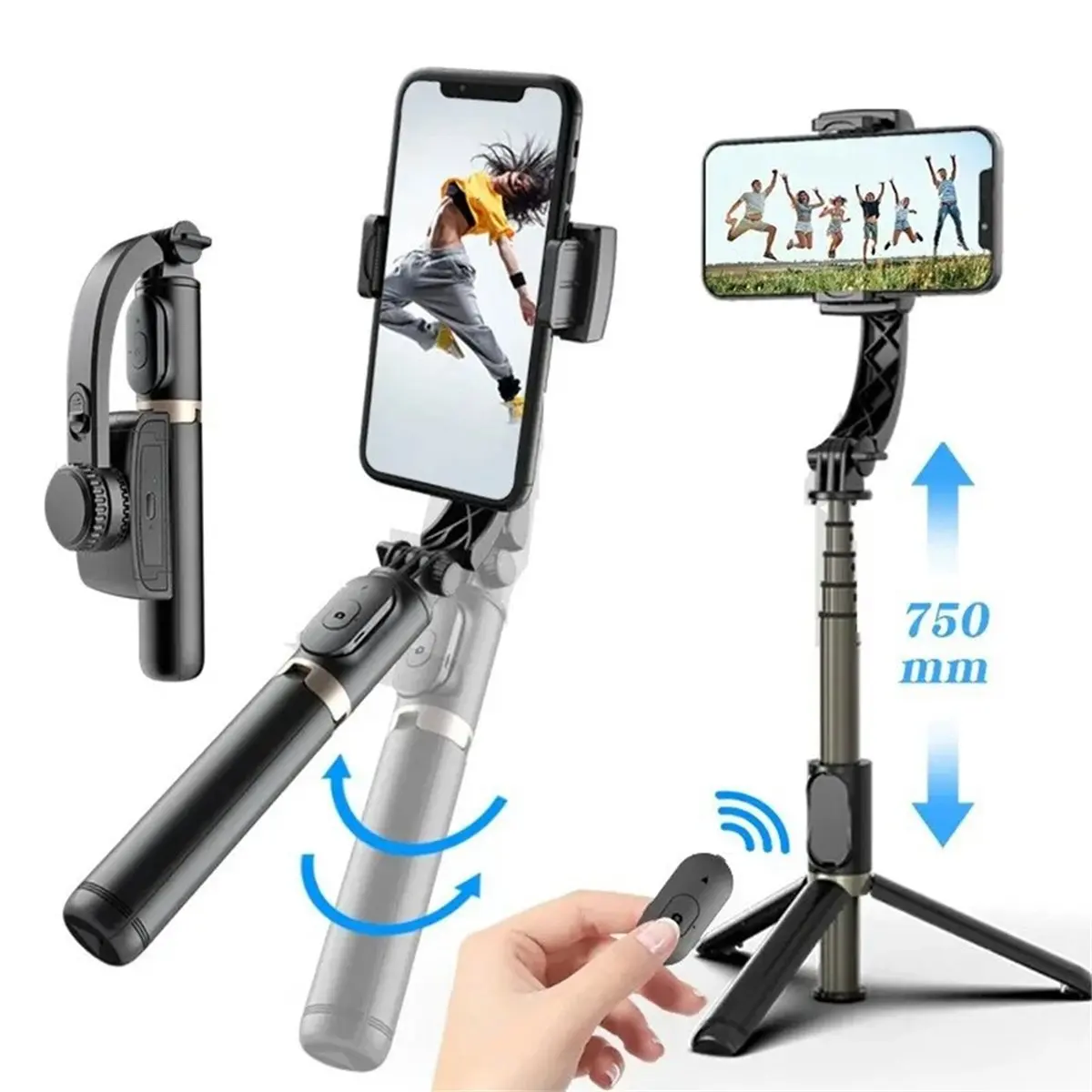 Handheld Gimbal Stabilisateur Selfie Stick Smartphone Action Kameralar Bluetooth Tripod