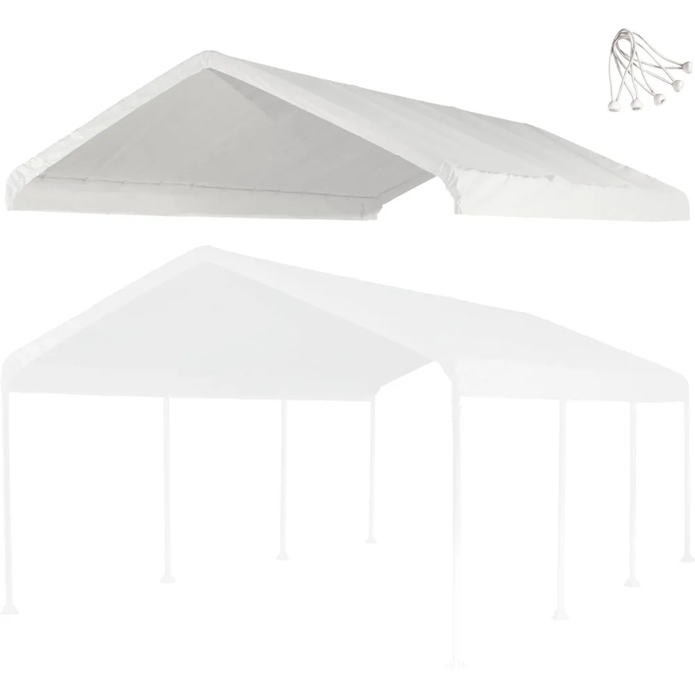 

12x20 ft Carport Replacement Canopy Cover - Heavy-Duty Waterproof Tarp with UV Protection, Easy Install Canopy Shelter Top (Fram
