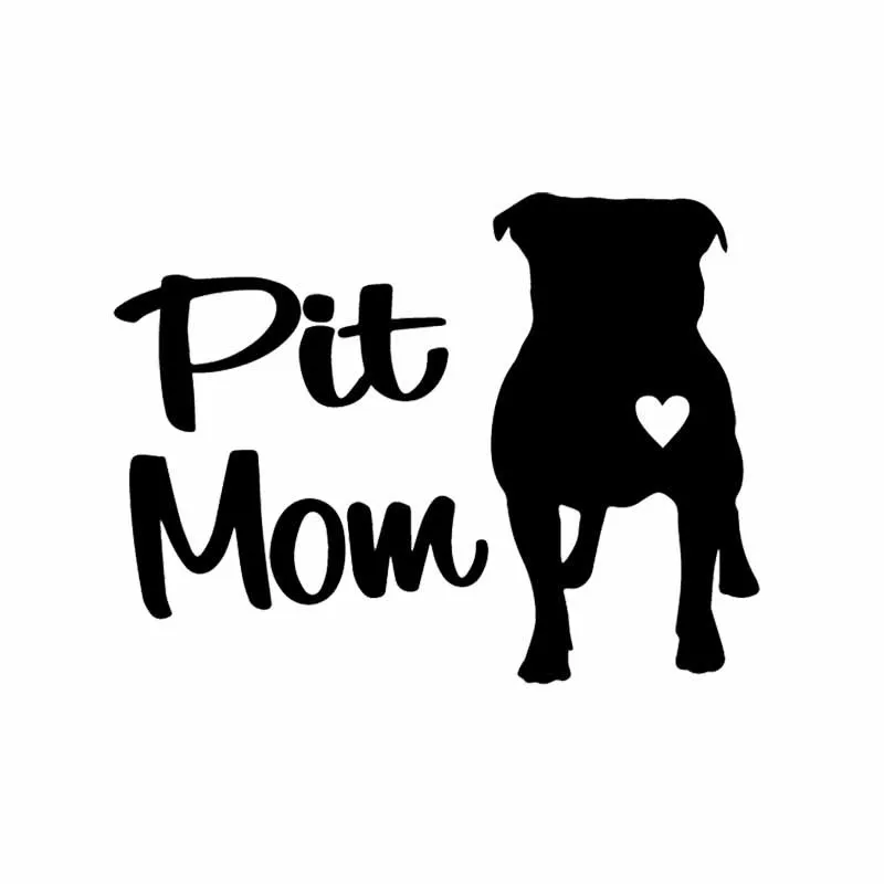 Funny Animal Vinyl Decal Car Sticker Pit Mom Pit Bull Pitbull Dog Black/Silver 15cm*11cm