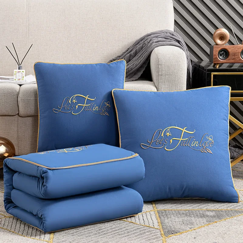 High End Pillow and Blanket Dual-use Car Folding Cushion Office Nap Pillow and Blanket 2-in-1 Summer Household Cool Blanket