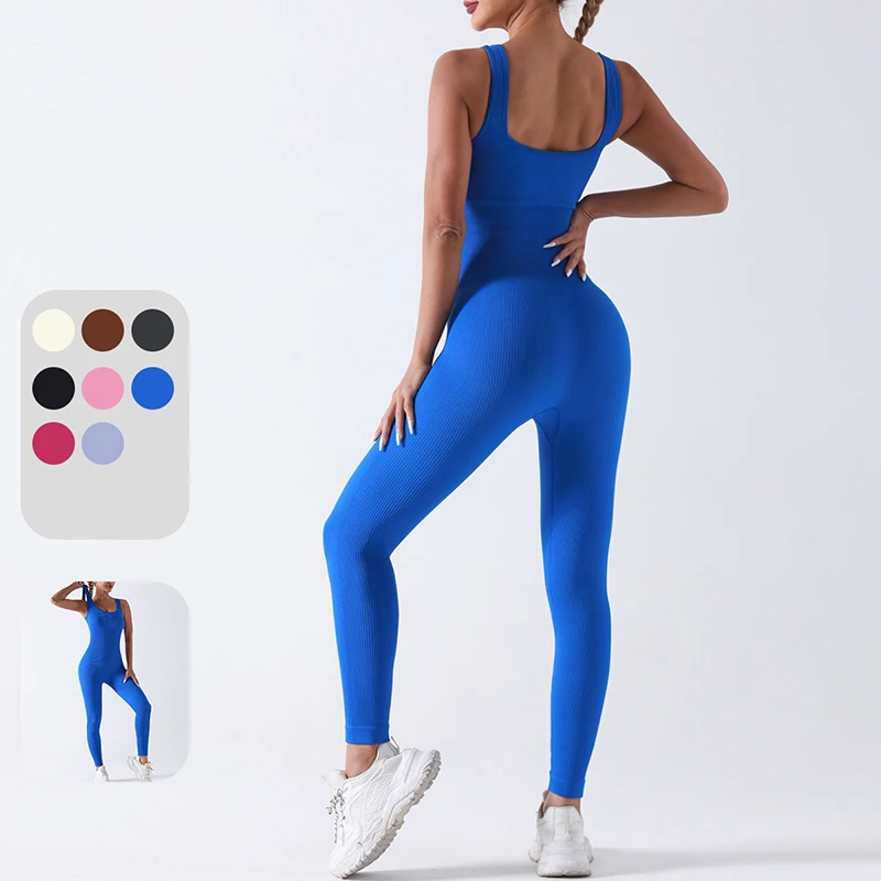

Women Sleeveless Strappy Yoga Bodysuit Spring Sexy Backless Running Workout Jumpsuit Woman Trend Slim Fit Pants Sports Bodysuit