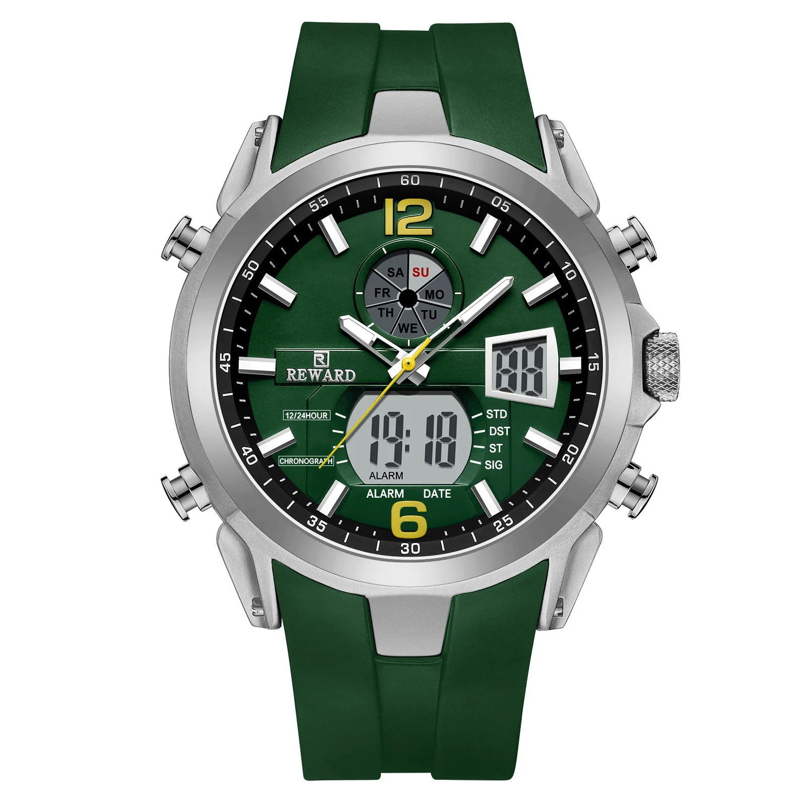 Orologio elettronico da uomo sportivo multifunzionale Orologio impermeabile luminoso multifunzionale Orologio da uomo con doppio puntatore a movimento