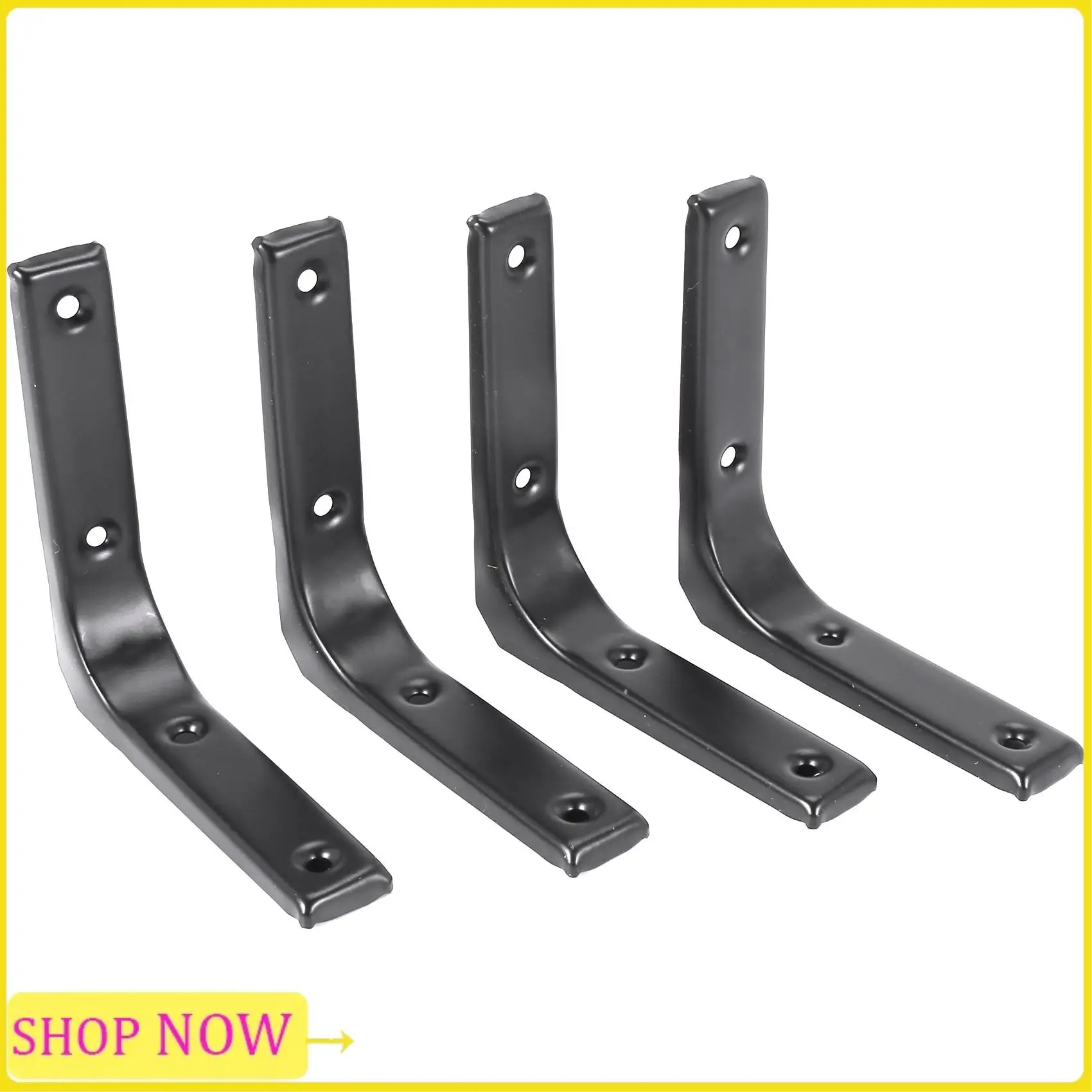 Especial 4 PCS Iron Wall Shelf Bracket, Heavy Duty Shelf Support Bracket Decorative Joint Angle Bracket, Black