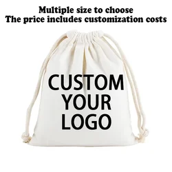 20Pcs Custom LOGO Cotton Pouch Gift Bag Cotton Storage Drawstring Bag Personalized Text Dust Bag for Home Christmas Gift Package