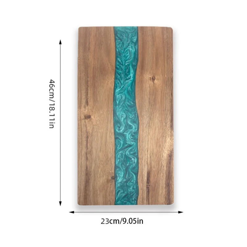 Expoxy Resin Blue River Pattern Charcuterie Board for Bread Vegetable Fruit Meat Acacia Wood Decorative board Challah board