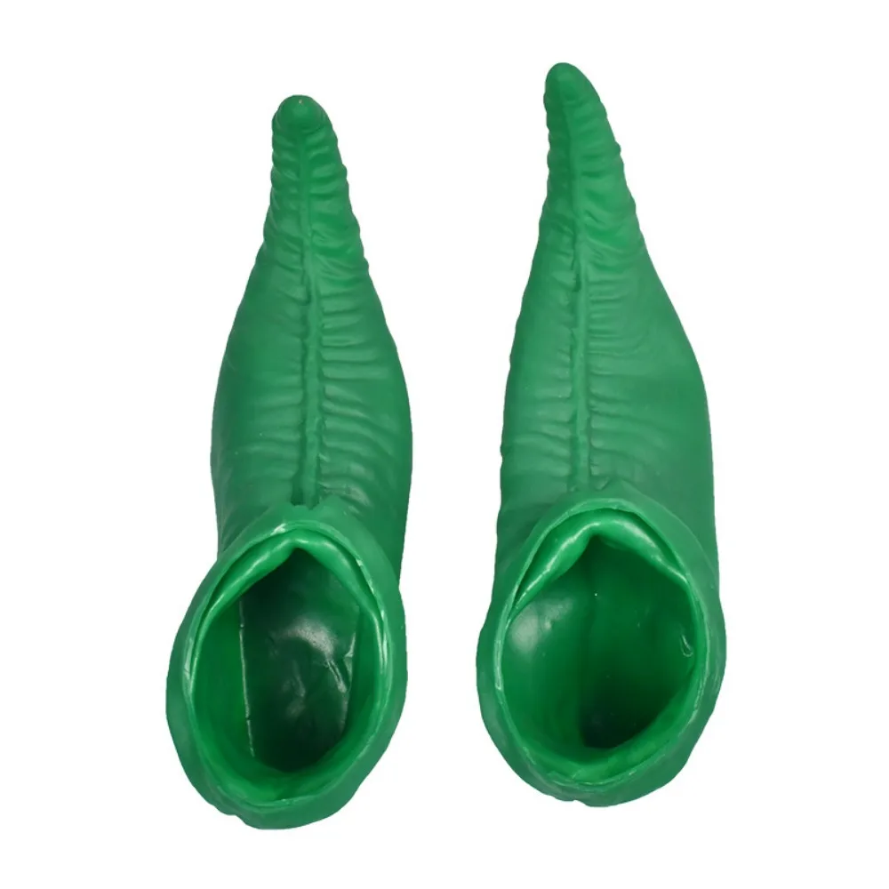 هالوين مضحك نمط الدعائم الأخضر مهرج أحذية مهرجان مرحلة الأداء مهرج خلع الملابس الأحذية الجلدية الخضراء