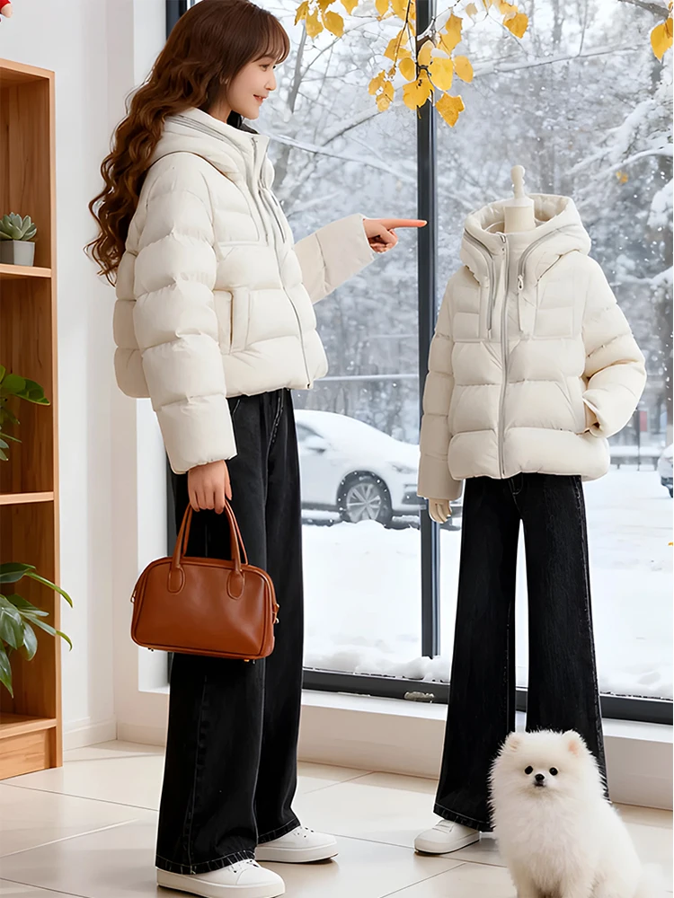 

Новая зимняя женская утепленная куртка свободного кроя с воротником-стойкой, в корейском стиле, с длинными рукавами