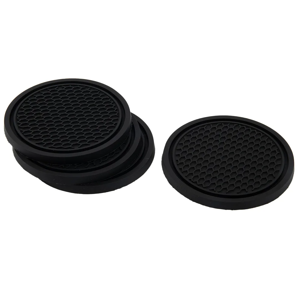 

Universal Car Coasters 4pcs Anti-Slip Black Car Accessories Fit For: Car/Home Insert Coaster Replacement Silicone