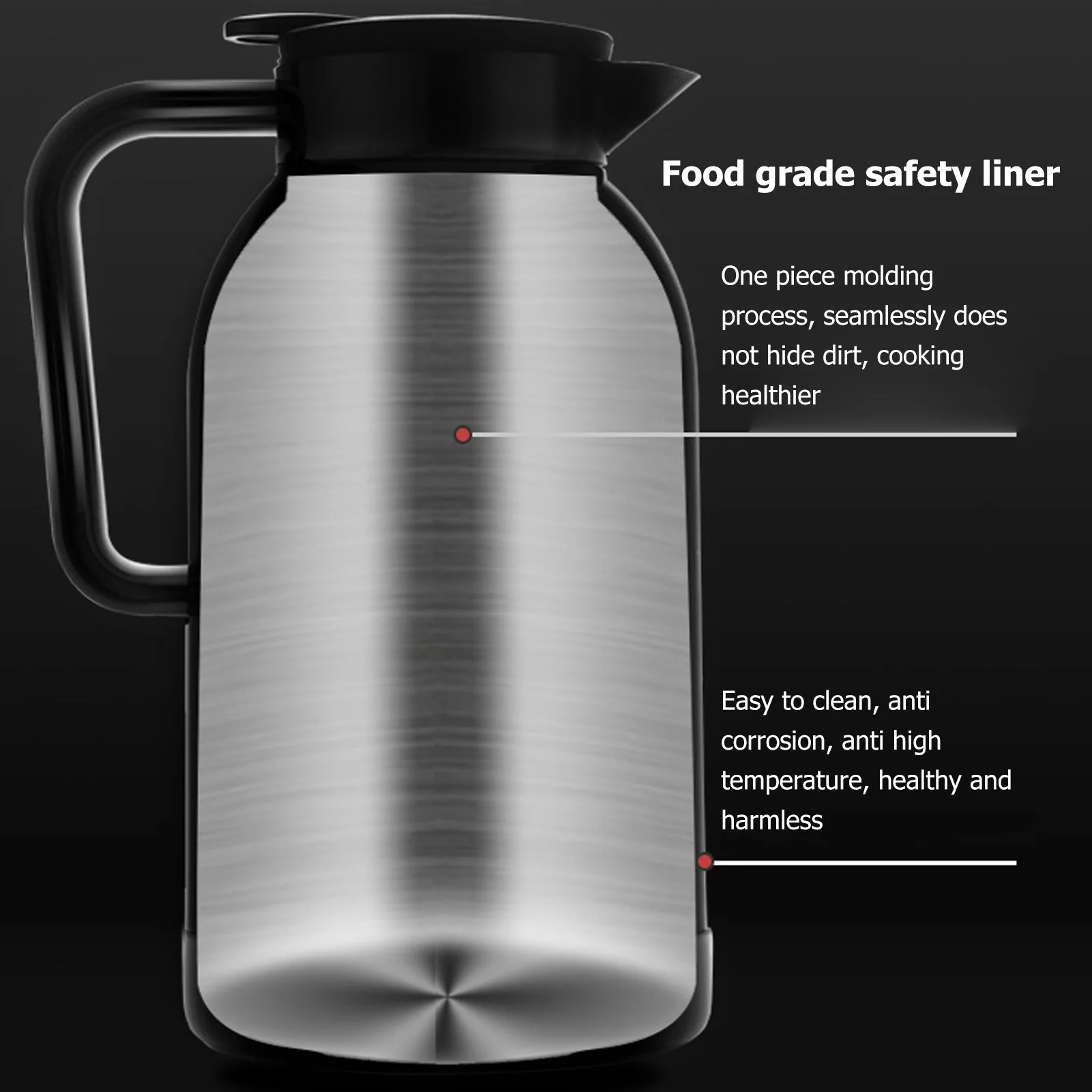 كوب تسخين السيارة، غلاية مياه كهربائية محمولة من الفولاذ المقاوم للصدأ للشاي والقهوة باللون الأسود 1300 مل