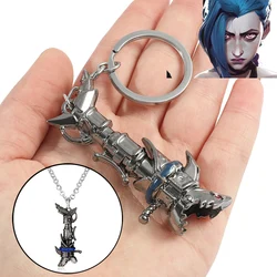 Anime Cannon Keychain Jinx Cannon Keychain Game Lol Runaway Loli Metal Key Chain for Car Key Pendant Necklace Arcane Jewelry