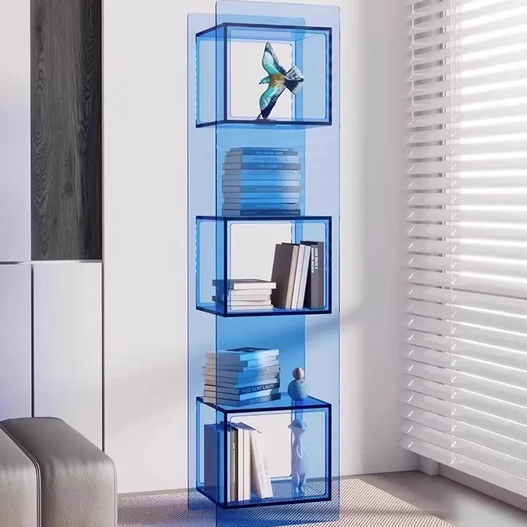 Light luxury simple bookshelf Multi-layer shelf Floor to wall storage Figure display cabinet Living room small bookcase