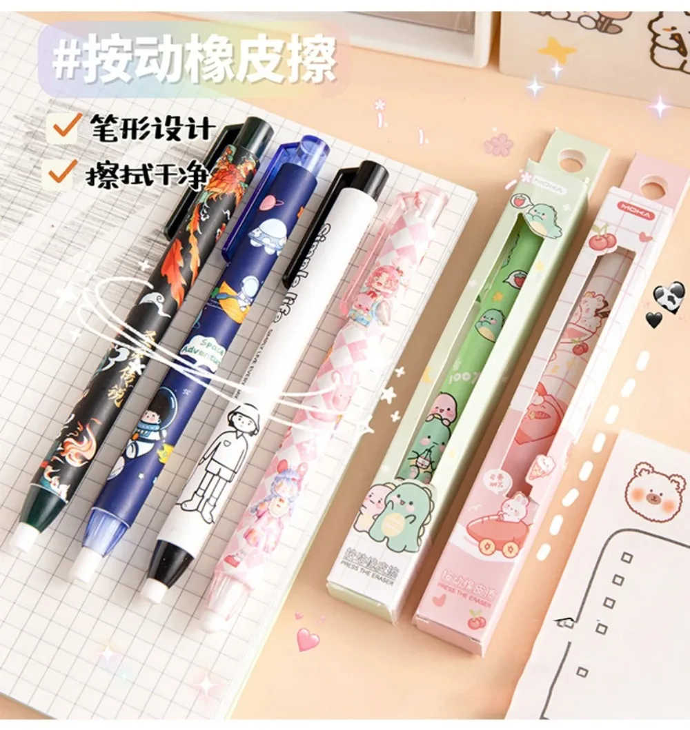 Cute Press Eraser Kawaii Stationery Gomas De Borrar Borracha Pen Rubber Soft Erasers For Kids Gomme Refill School Suplies Rubber