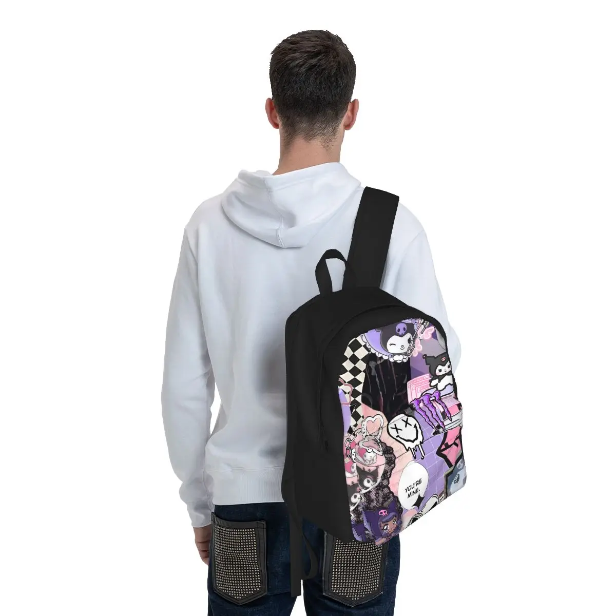 Zwart Konijn Cartoon Anime Vrouwen Rugzak Mochila 3d Print Mode Kinderen Schooltas Laptop Rugzak Jongens Meisjes Rugzak