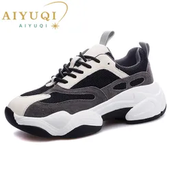 AIYUQI Sneakers women 2024 new women sneakers genuine leather white running shoes platform flat casual spring footwear female