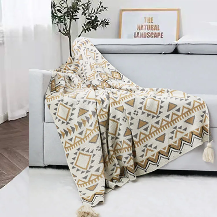 Bohemian Tapestry Nap Blanket Soft Tassel Knitted Blankets Plaid  Vintage Autumn Winter Decor Blanket Sofa Cover four seasons