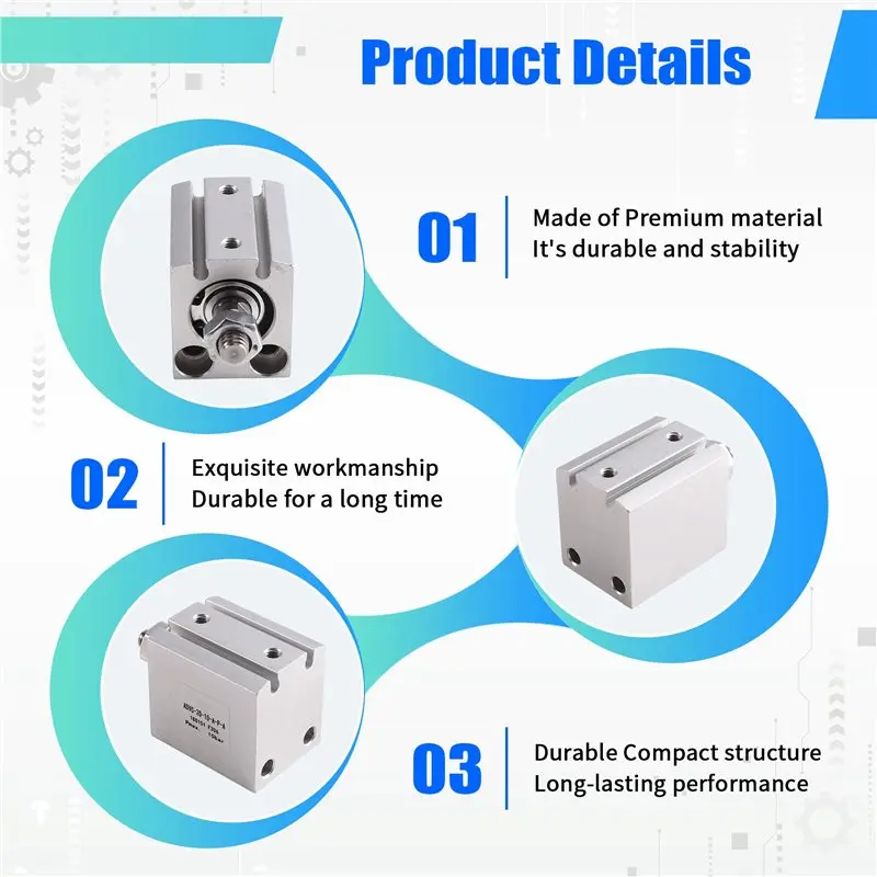 AB66-ADVC-20-10-A-P-A For Automation Equipment Parts Compact Pneumatic Cylinder Short Stroke Air Cylinder