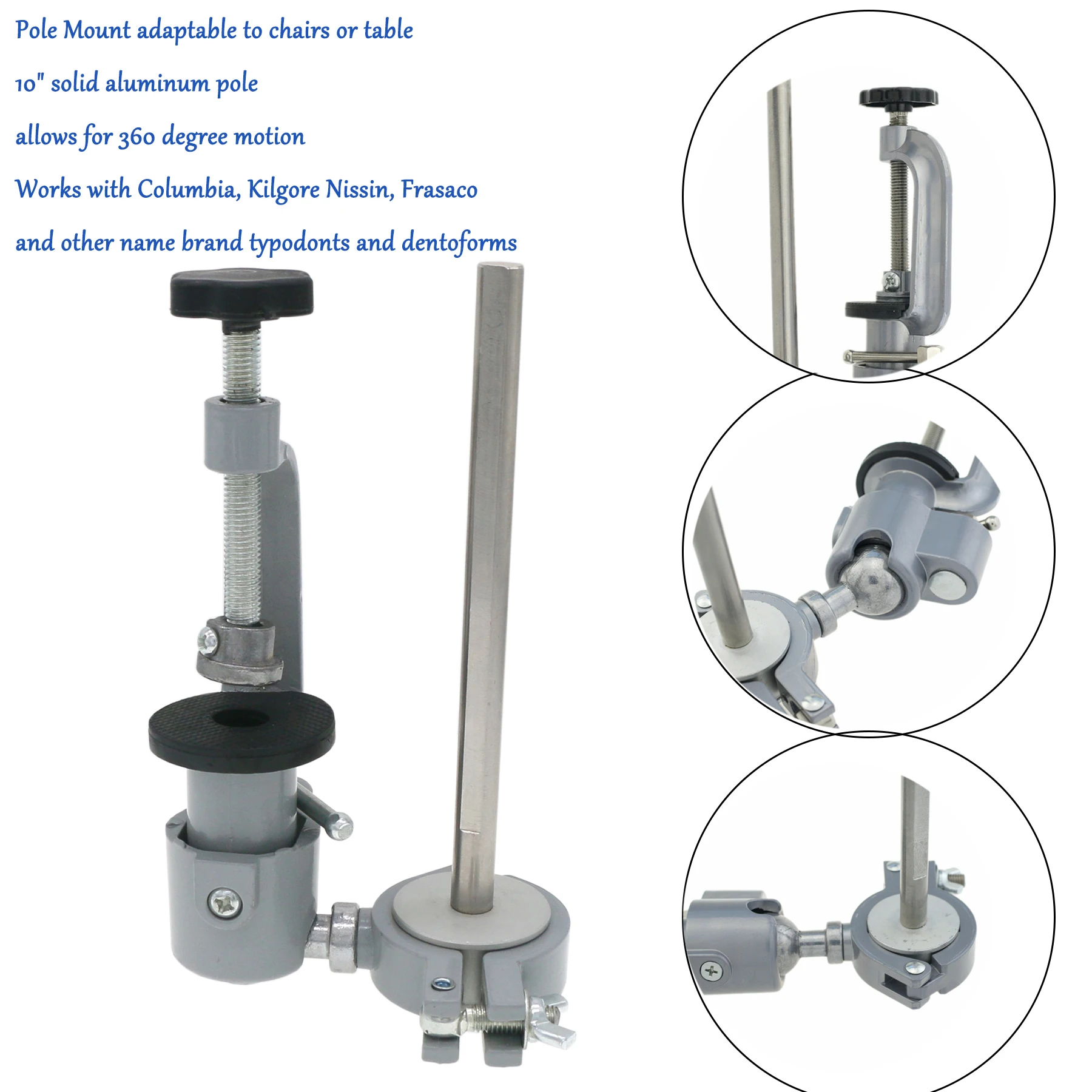 

Typodont Mounting Pole Fit Kilgore Nissin Columbia Dentoform Frasaco 360 Type 1/5/10 PCS