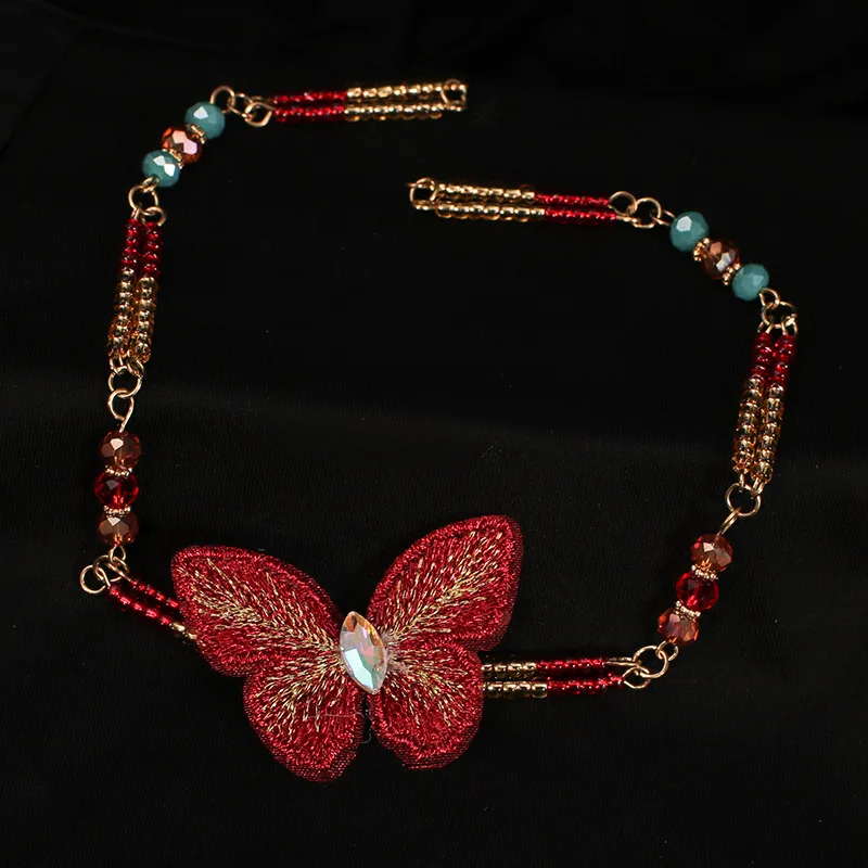 Bridal Xiuhe Dress Headdress Chinese Red Colored Glaze Flower Ancient Style Elegant High-Grade and Gown Hair Accessories