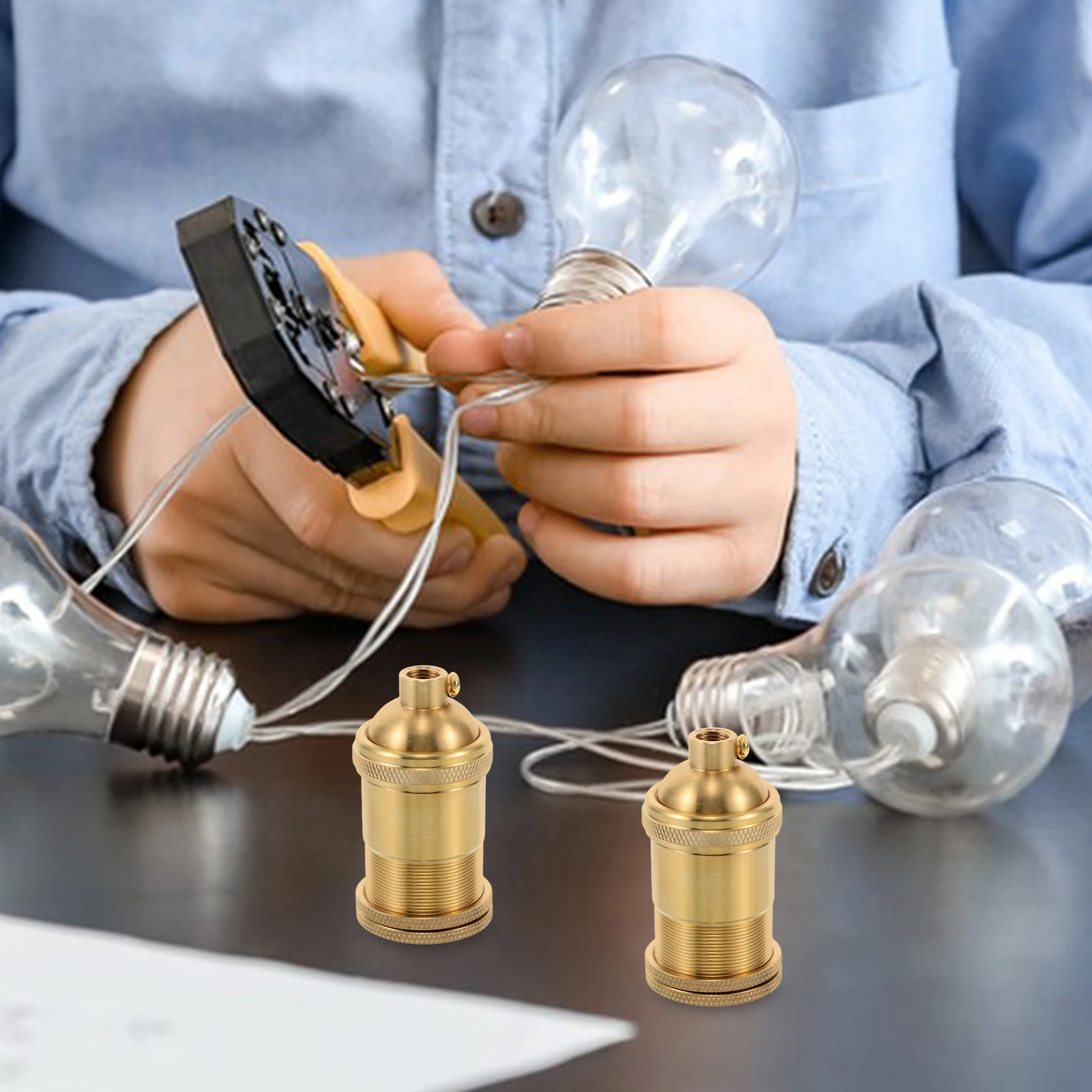 

2Pcs Light Socket Vintage Copper E26 E27 Lamp Holder for DIY Lamp Making Pendant Light Replacement and Lighting Parts