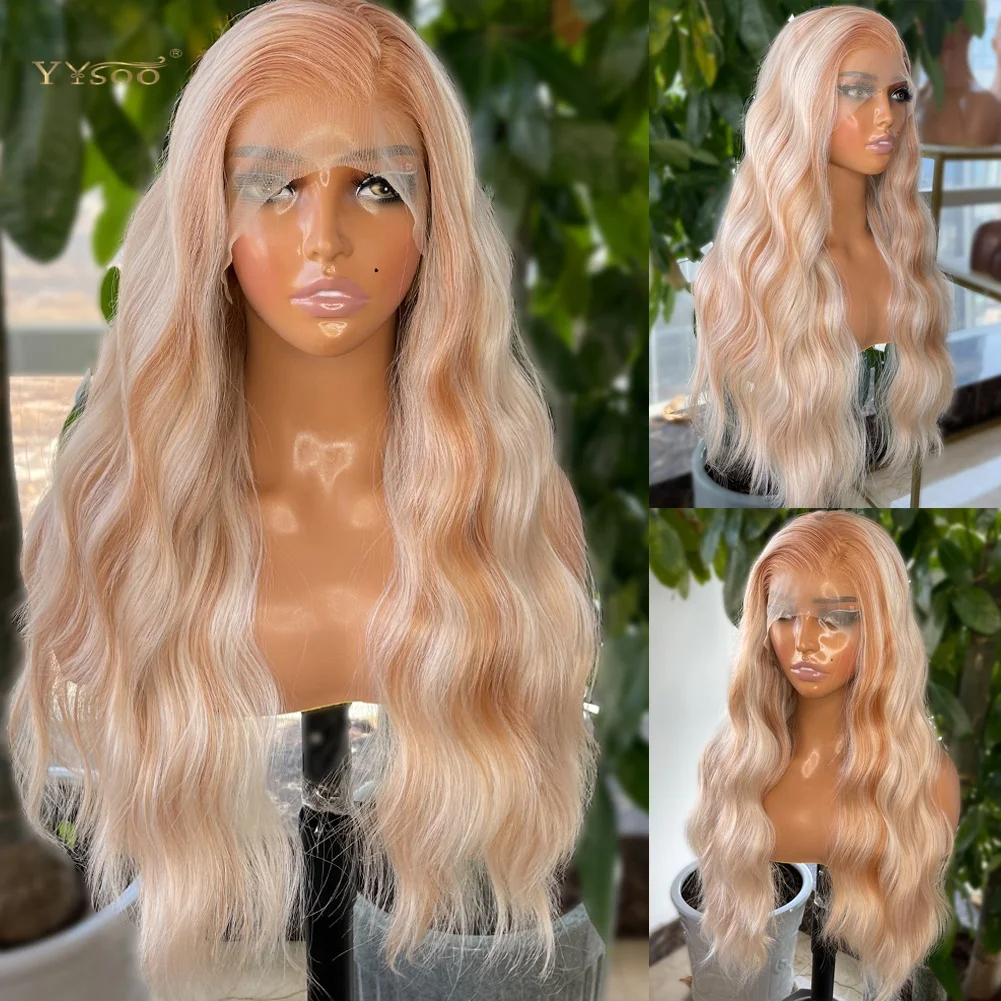 

Deep Part 13x4 Highlight Long Heat Resistant Deep Wave Wig Middle Glueless Futura Synthetic Lace Front Wig for Black Women Use